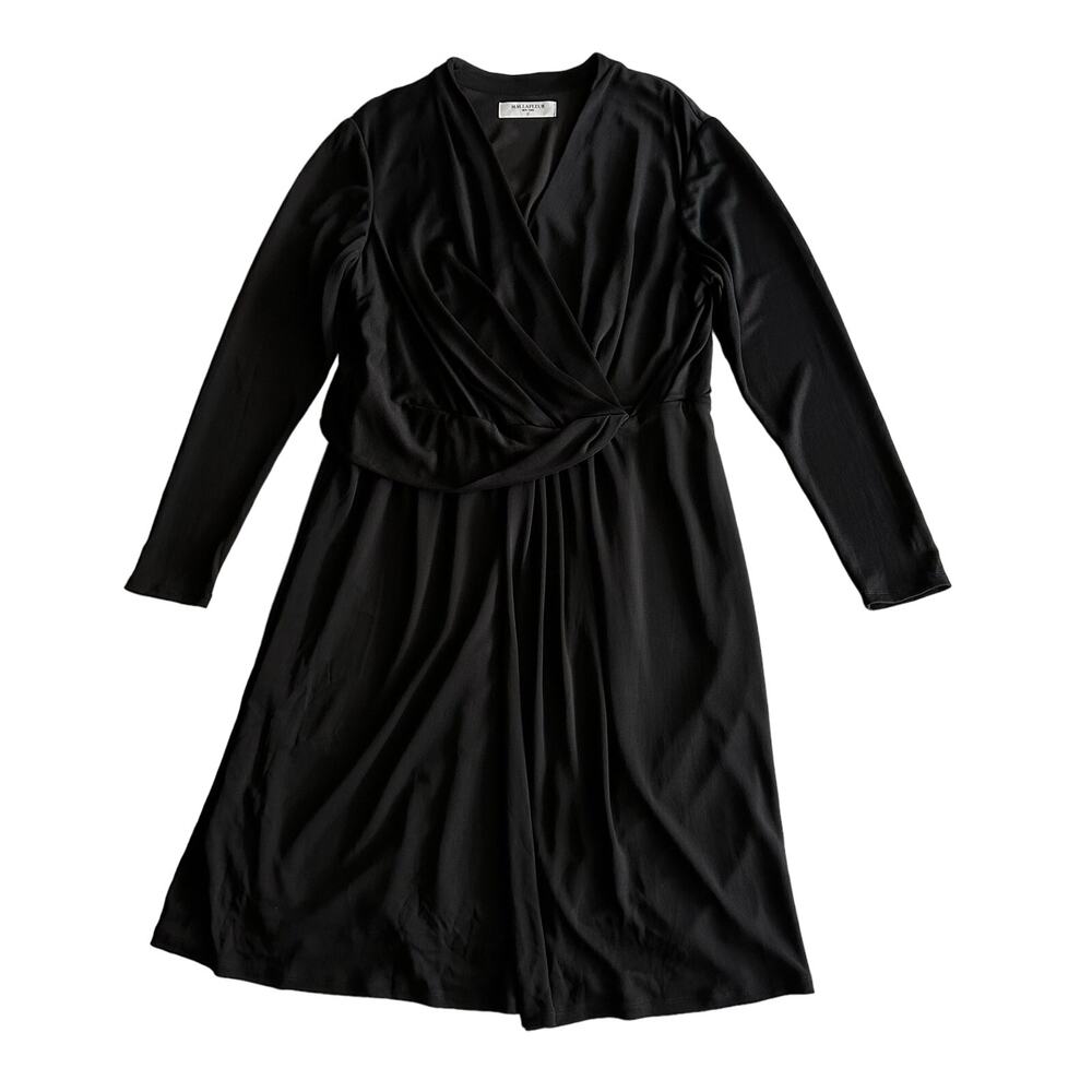 M M‎ Lafleur Casey Faux Wrap Draped 3/4 Sleeve Career Black Dress Plus Size +1